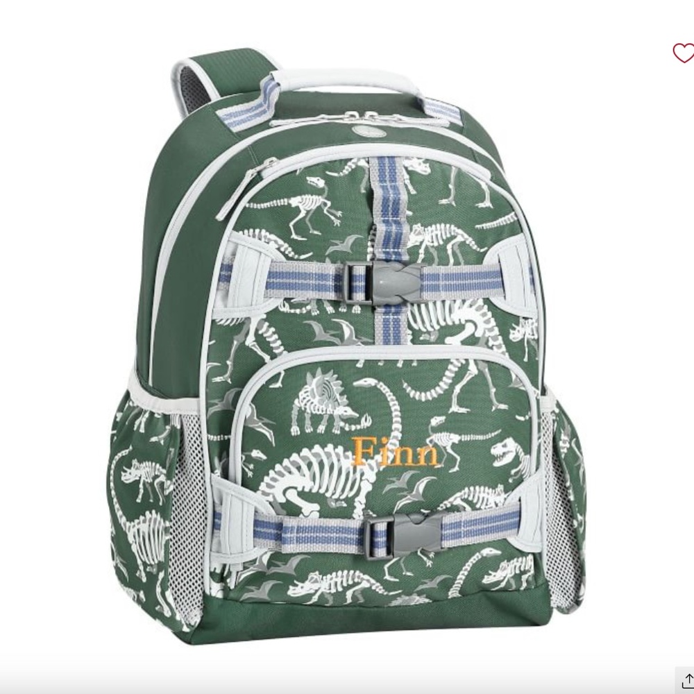Pottery Barn Kids Green Glow-in-the-Dark Dinos, Mackenzie Large Backpack